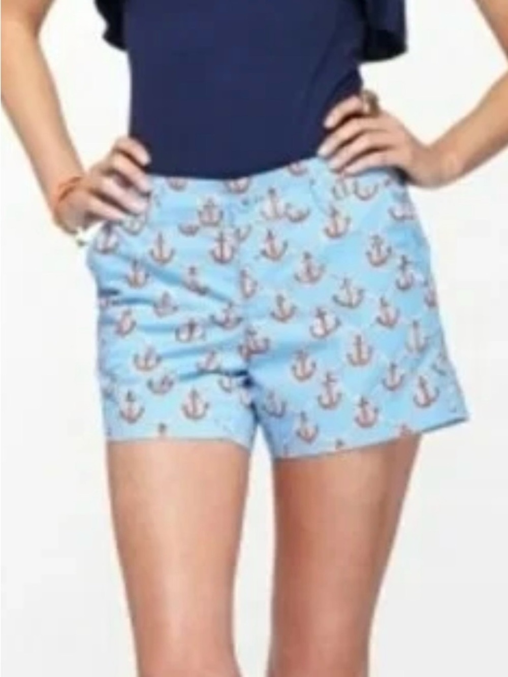 Lilly Pulitzer The Callahan Shorts 100% Cotton Blue Anchors AWAY Size 6